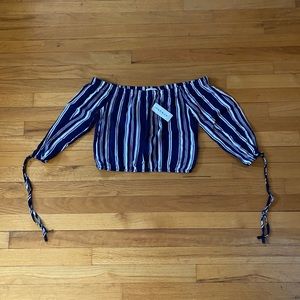Striped off the shoulder crop top
